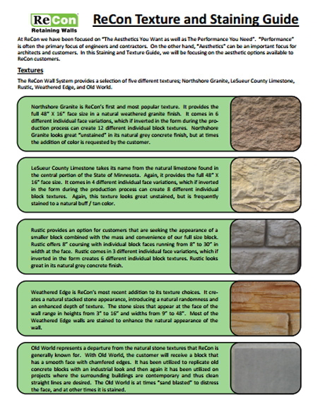 ReCon Staining and Texture Guide