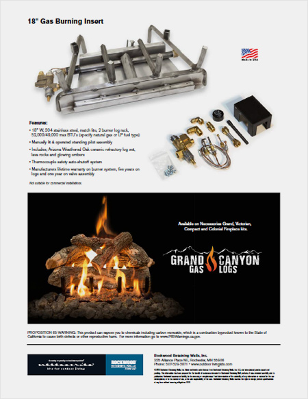 Gas Burning Insert Cut Sheet