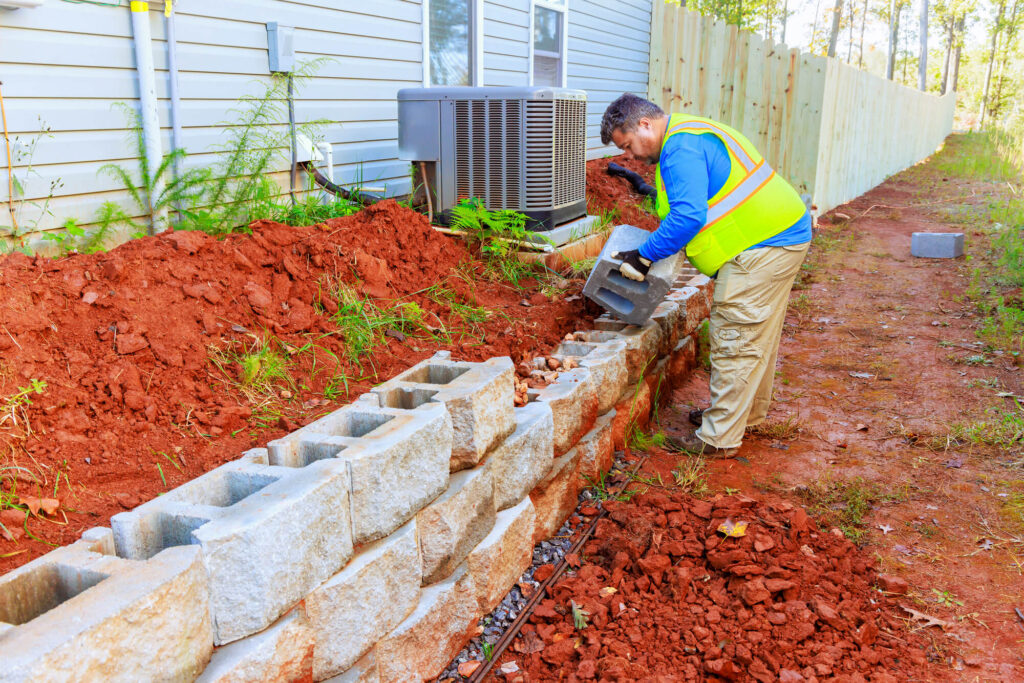 Retaining Wall Base Preparation
